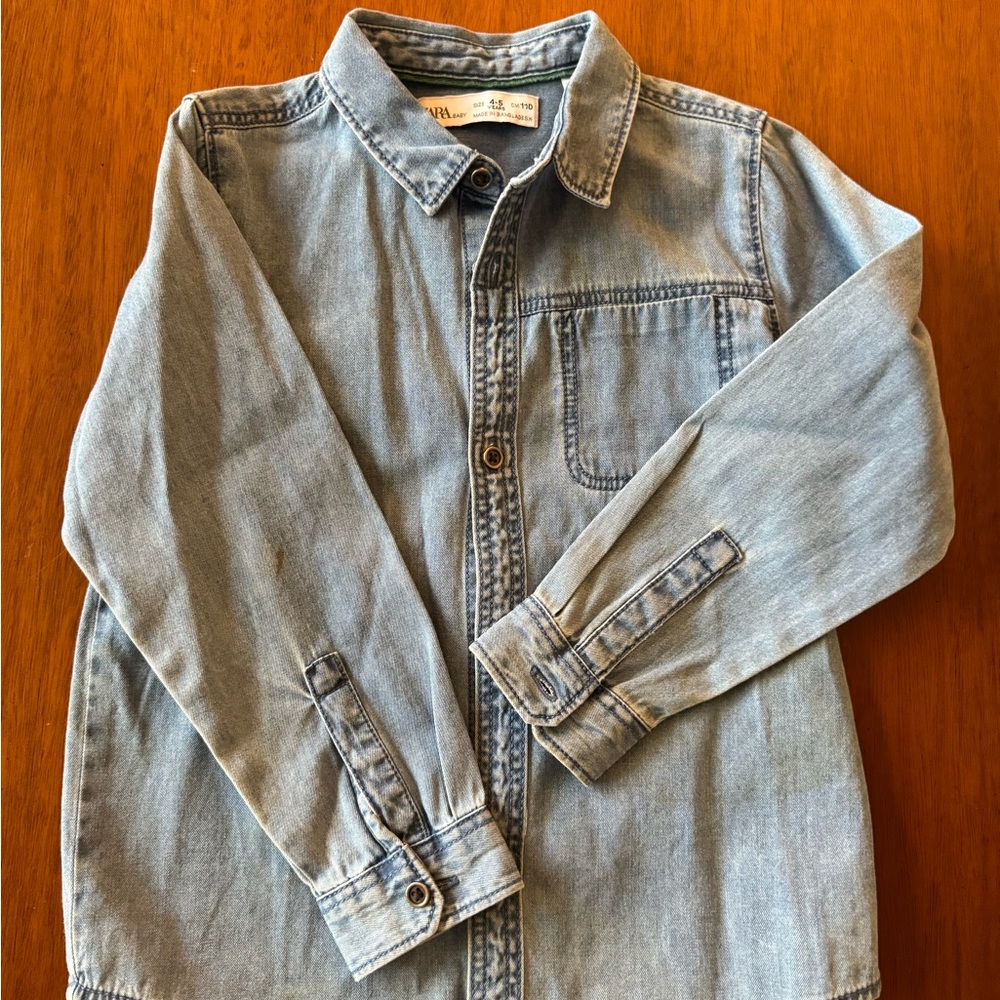 Zara Baby Boy 4/5Y denim long sleeve shirt